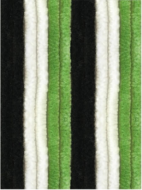 Arsvita Flauschvorhang mit Unistreifen in Schwarz, Grün und Weiß, B: 100 cm, H: 220 cm, thermoisolierend und blickdicht - Bild 1