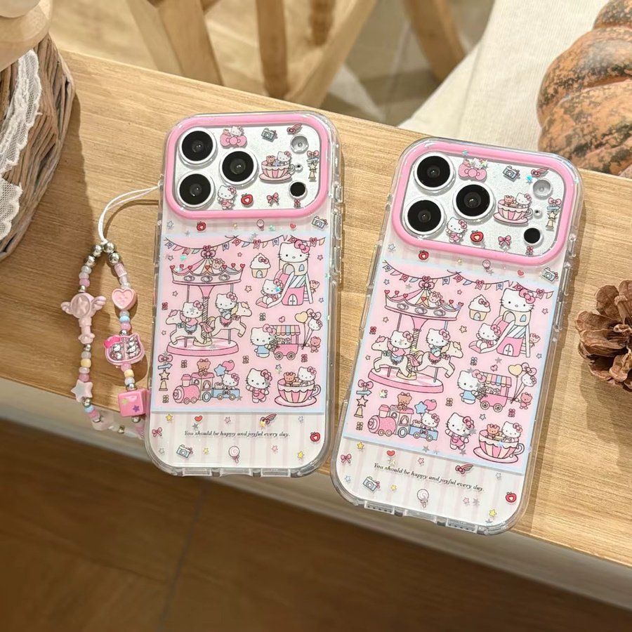Sanrio Schimmernde Doppelschichtige Handyhülle mit Gestreiftem Design für iPhone 17 Pro Max, 16 Pro Max, 15 und 14 Pro, Stoßfeste Schutzhülle - Bild 3