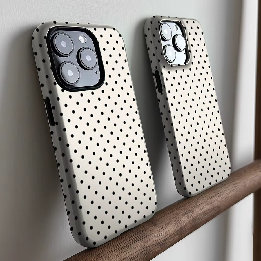CaseLumi Matte Bumper MagSafe Hülle für iPhone 17 16 15 14 Plus Pro Max mit Polka Dots in Schwarz und Creme - Bild 2