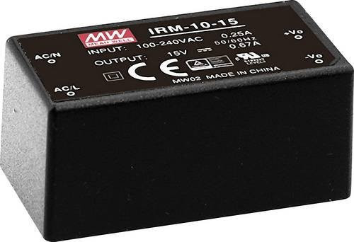 Mean Well MW IRM-10-15 AC/DC-Printnetzteil 15 V/DC 0.67A 10W in Schwarz - Bild 1