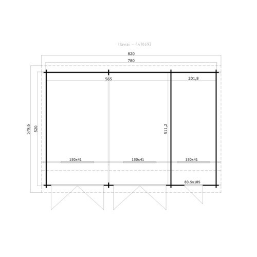 Blockgarage Lasita Maja Hawaii in Grau ohne Tore mit Außenmaß B: 820 cm, T: 579,6 cm - Bild 2