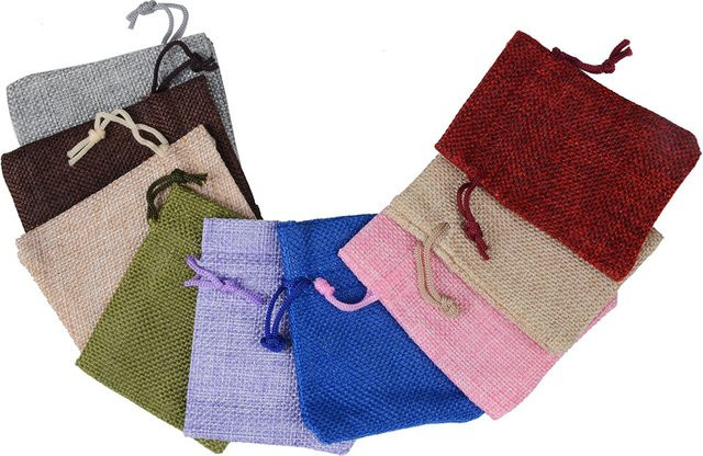 10 Stück Chanfar Sackleinen-Baumwollleinenbeutel in Multicolour, B/H: 10 x 14 cm - Bild 1