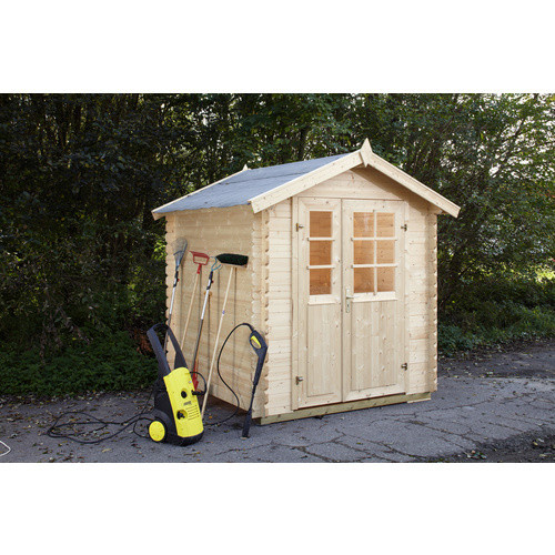 WOLFF FINNHAUS Gartenhaus Lyon aus Holz in Beige, B/H/T: 222 x 222 x 214 cm - Bild 3