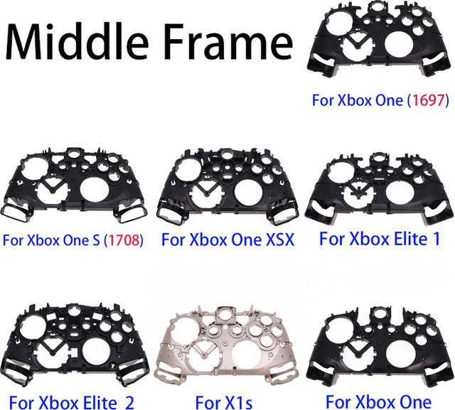 TingDong Kunststoff-Mittelrahmen für Xbox One S, Xbox One X und Xbox Elite 1 sowie Elite 2 Controller Gehäuse Reparaturset - Bild 1