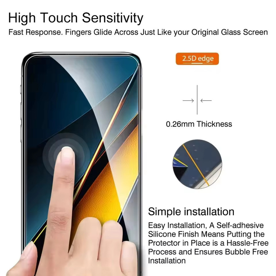 3er-Set gehärtetes Schutzglas für Xiaomi Poco M7 Pro M6 Pro M5 C65 C85 C61 F5 F4 F3 C71 C75 X5 Pro x3 NFC Pro M5s M6 Plus in Transparent - Bild 3