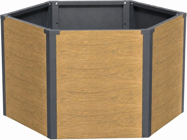 Floordirekt Hochbeet Lilia Sechseckiges Metall-Hochbeet in Holzoptik ohne Boden, B/T/H: 100,4 x 87 x 52 cm - Bild 1