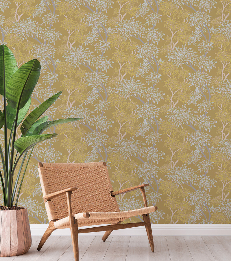Tenue de Ville Panache Mural Wallpaper Desert in Gelb mit floralem Design, Breite: 600 cm, Höhe: 300 cm - Bild 1