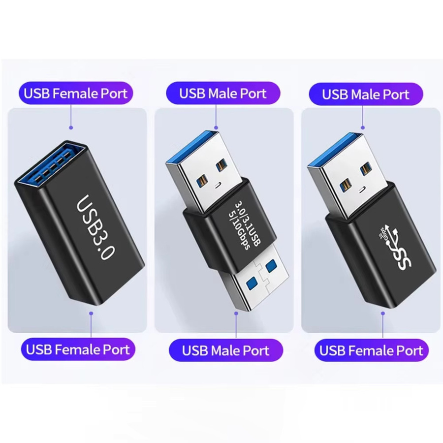 FRHY 2er Set USB 3.0 Stecker auf Buchse Adapter mit 5 Gbit/s High-Speed für SSD und HDD als Verlängerungskabel und Schnellübertragungskonverter für PC und Laptop - Bild 2