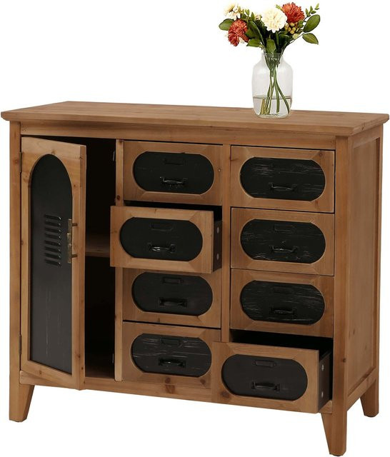 Apothekerkommode MCW-O63 im Vintage Shabby Industrial Design, Farbe Natur, B/T/H: 80 x 40 x 91 cm - Bild 1