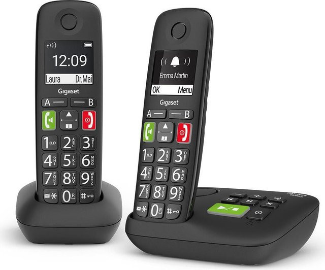 Gigaset E290A Duo Schnurlostelefon mit Anrufbeantworter und Rufnummernanzeige in Schwarz - Bild 2