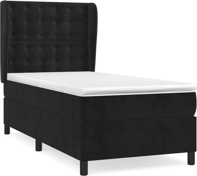 vidaXL Boxspringbett mit Matratze Schwarz Samt B/T/H: 100 x 200 x 128 cm - Bild 1