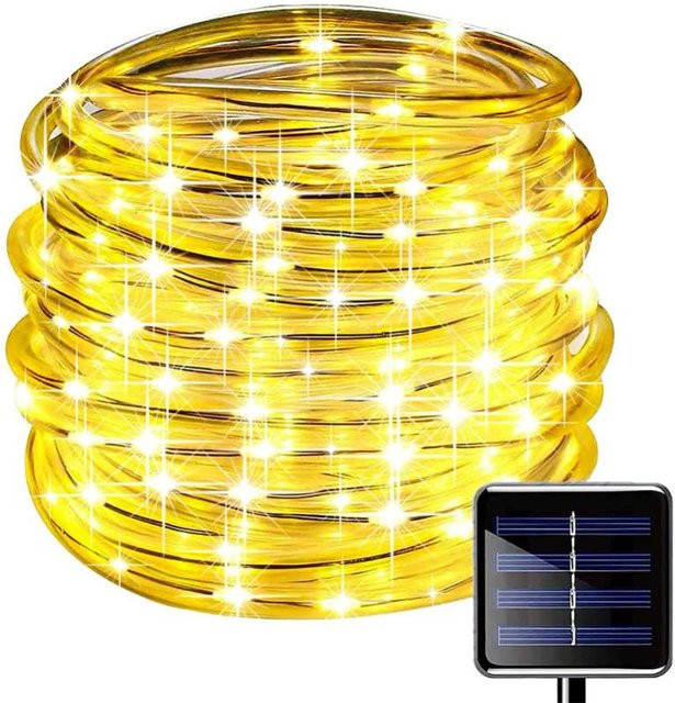 AlliLit Solar-LED-Lichterkette Rope mit 200 LEDs, 22 m Länge, RGB Multicolour, wetterfest IP65 für Garten, Balkon und Außenbereich - Bild 1
