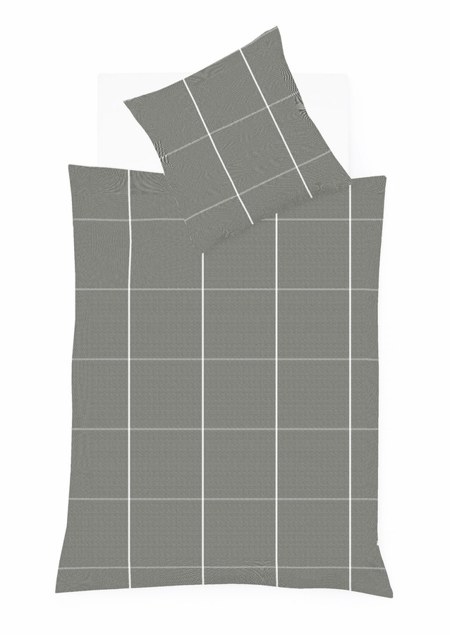 Fleuresse Lech Edelflanell Bettwäsche Karo Dunkelgrau mit Bettbezug und Kissenbezug B/H: 135 x 200 cm und 80 x 80 cm - Bild 1