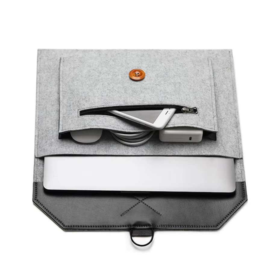 Acoki Laptop-Hülle aus Filz in Grau für Notebook und Tablet mit mehreren Taschen für Apple MacBook und Asus - Bild 2