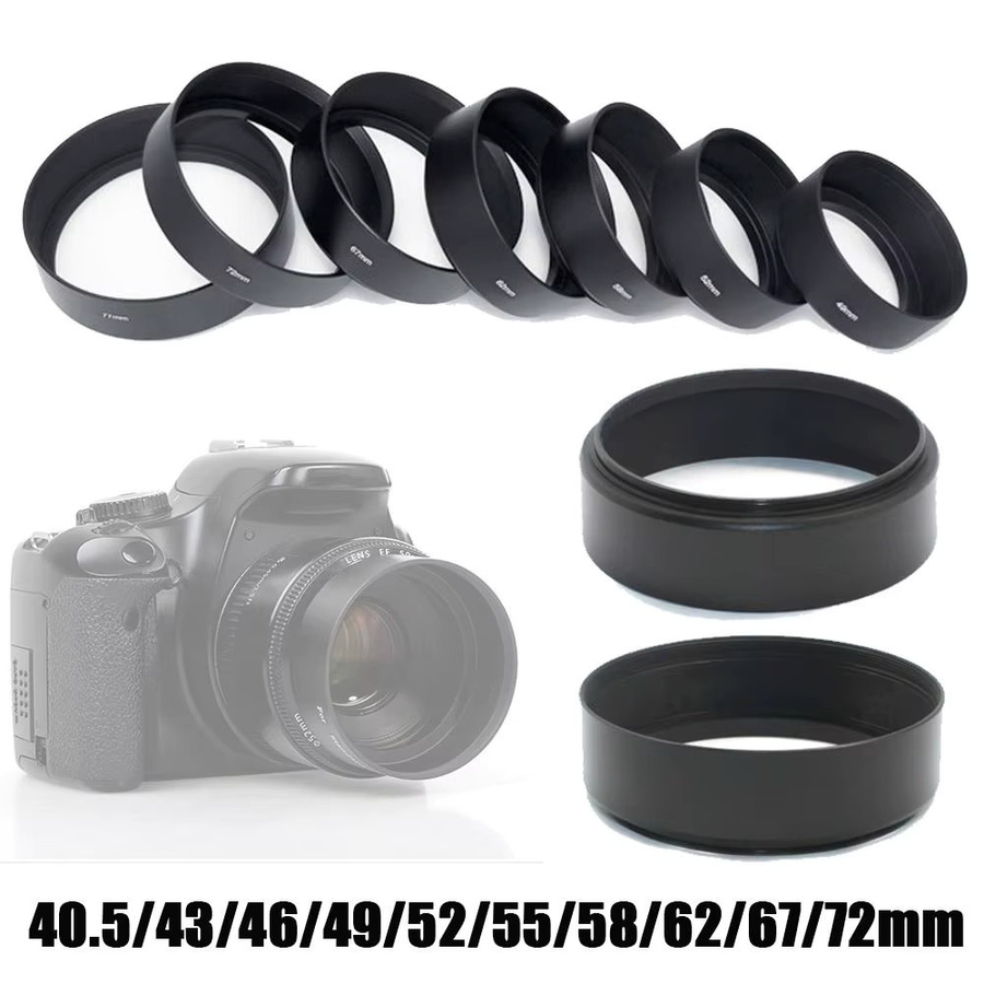 MIIQNUS Universelle Gegenlichtblende aus Metall in Schwarz für Canon und Nikon, verschraubt, blendfreie Abdeckung, Durchmesser: 40,5 mm bis 72 mm - Bild 4