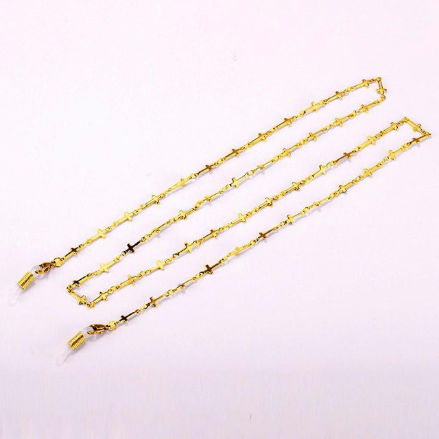 YULIN Brillenkette Edelstahl, Kreuz, Gold, Unisex - Bild 1