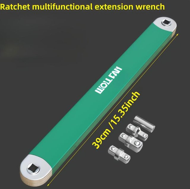 Multifunktionale Verlängerungsratsche von LCAuto parts in Grün, 39 cm Länge, Universalwerkzeug für die Autowartung mit Ratschenumschaltung und Schnellverschlussnuss - Bild 1