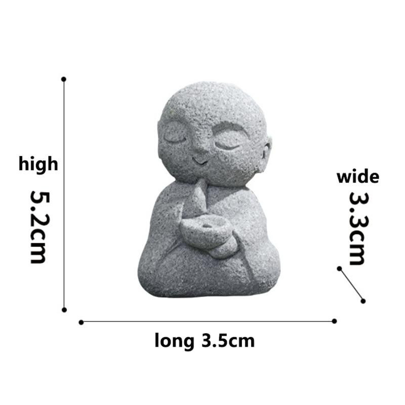 ChouJay Japanischer Jizo Mönch Räucherstäbchenhalter aus Sandstein in Grau für Zen-Dekoration - Bild 3