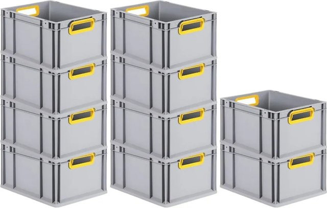 PROREGAL Spar Set 10x Eurobox Nextgen Color Transportboxen mit Griffen, Gelb-Grau, H x B x T: 22 x 30 x 40 cm, 20 Liter - Bild 1