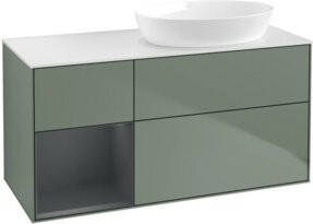 V&B Waschtischunterschrank Finion in Oliven mit Mittelregal, lackiert, Breite: 120 cm, Tiefe: 50,1 cm, Höhe: 50,1 cm - Bild 1