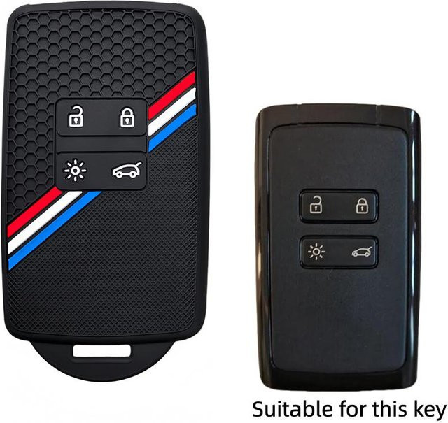 Silikon Schlüsselanhänger Hülle für Alpine A290 GTS A110 Espace Austral Duster Lodgy Spring Koleos Captur Rafale in Schwarz - Bild 1