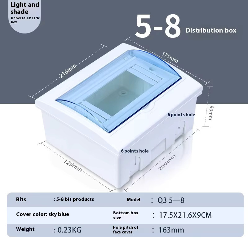DONGYI Home Elektrischer Verteilerkasten HT-Serie aus Kunststoff, 5–8 Wege, IP65 wasserdicht, Farbe: Weiß - Bild 3