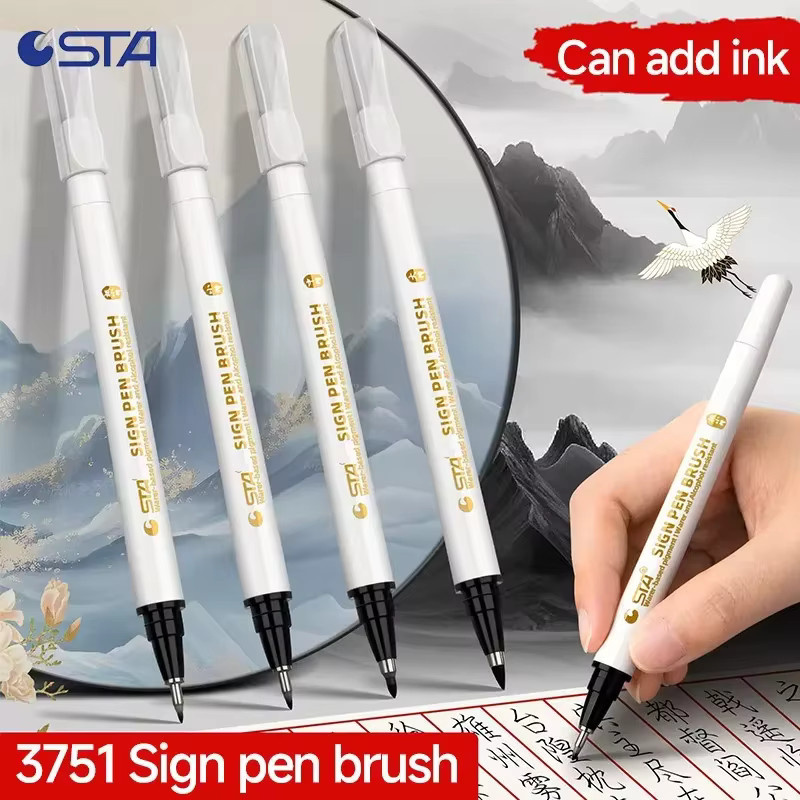 4er-Set wasserfeste Kalligraphie-Stifte und Pinsel zum Skizzieren und Zeichnen in Weiß - Bild 4