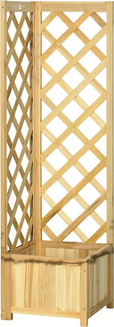 Outsunny Holz-Pflanzkasten mit Rankgitter in Braun, Erhöhter Pflanzkübel für Kletterpflanzen, B/T/H: 40 x 40 x 145 cm - Bild 1