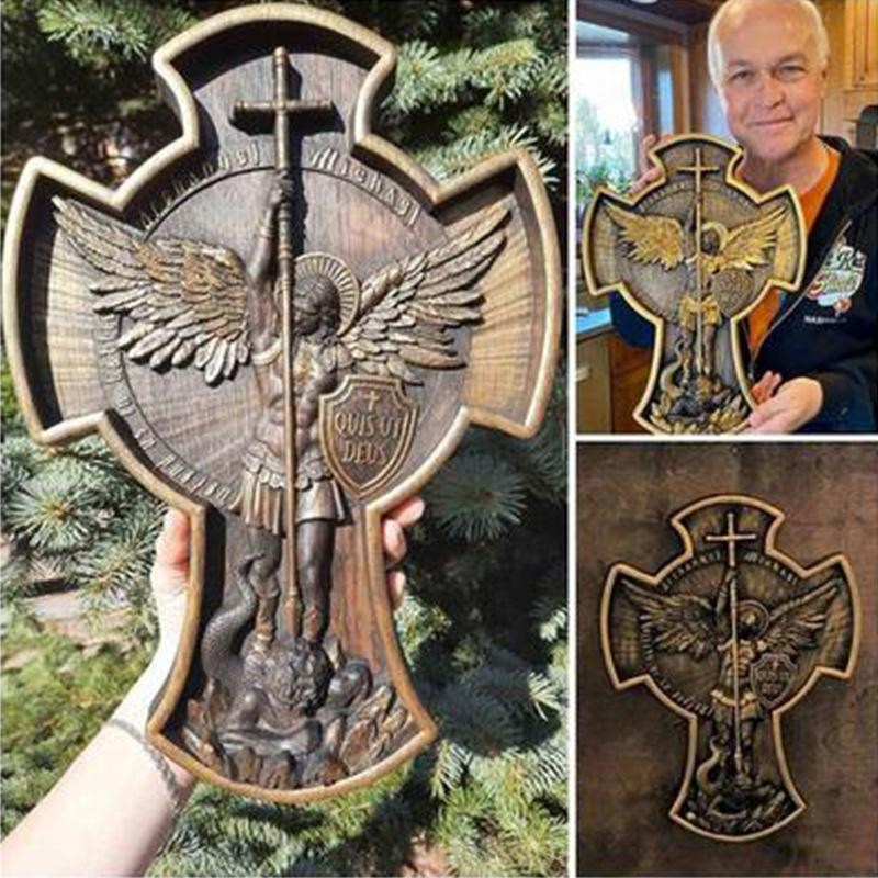 Erzengel Michael Statue aus Harz von Yiran Furniture zur Dekoration für Schreibtisch und Wohnzimmer, Höhe: 17,0 cm, Breite: 23,0 cm, Tiefe: 17,0 cm - Bild 3