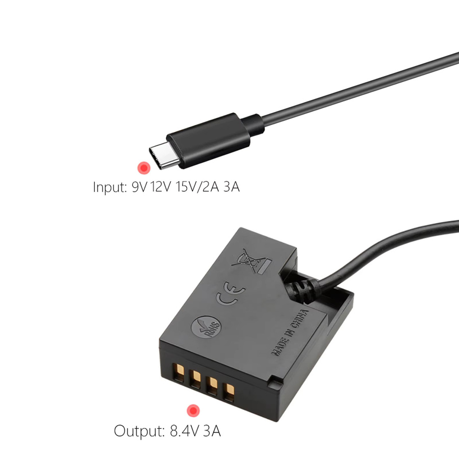Fujifilm USB-C Dummy Batterie Adapter NP-W126 DC Koppler in Schwarz für X-T3 XT2 XT30 XS10 XT200 XT100 X100V - Bild 2