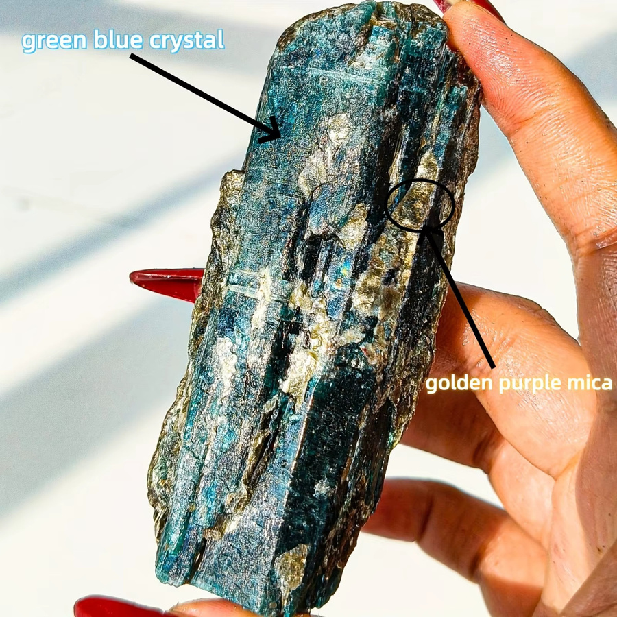 CrystalHola Grüner Kristall-Mineralienstein als reaktiver Leuchtstein für deine Dekoration in Heim oder Büro - Bild 2