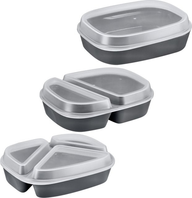 circ Nettes Mehrweg Muster-Set Menüboxen in Grau, oval, ungeteilt, 2-geteilt oder 3-geteilt - Bild 1