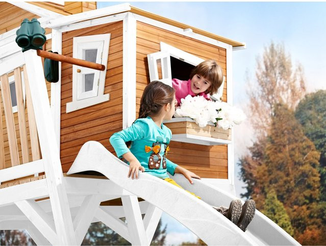 Axi Spielhaus Braun-weiß mit weißer Rutsche - Bild 1