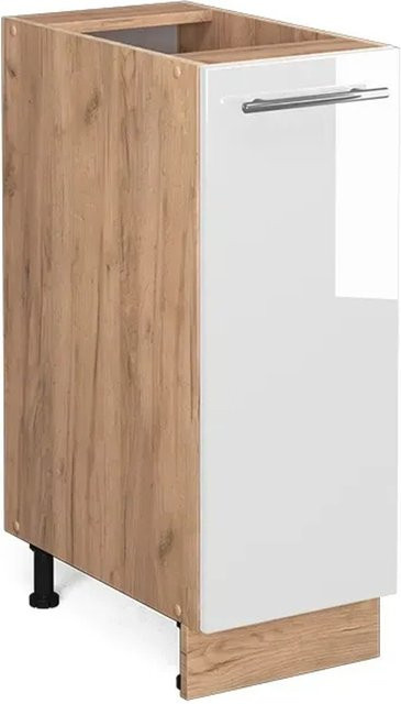 Vicco Apothekerunterschrank Fame-Line Küchenschrank in Weiß Hochglanz und Eiche mit 30 cm Breite - Bild 2