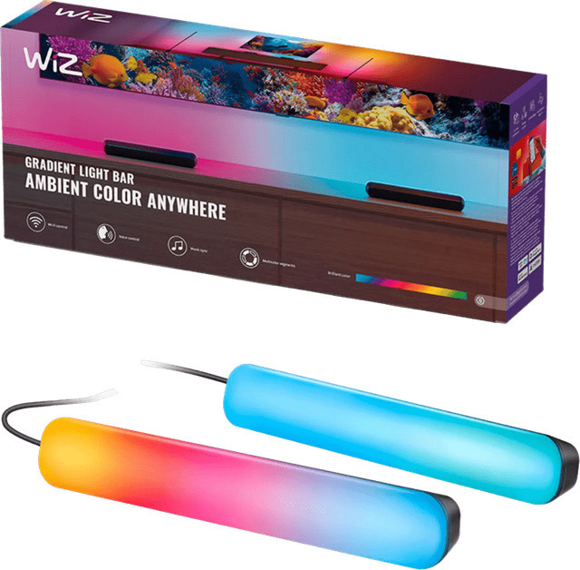 WiZ Gradient Light Bar Doppelpack RGBIC LED TV-Hintergrundbeleuchtung Multicolor mit WLAN und App-Steuerung für Google Home, Alexa und Apple HomeKit - Bild 1