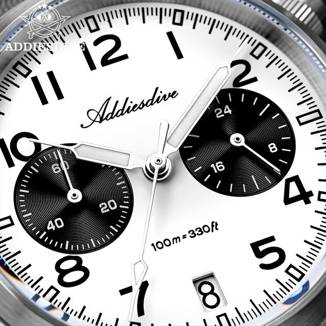 ADDIESDIVE Chronograph, Edelstahl, Quarz, 39 mm, Herren, Schwarz - Bild 1