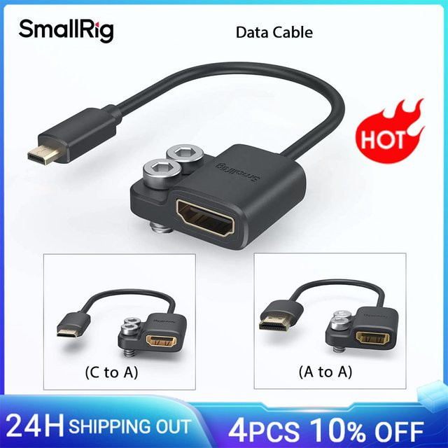 SmallRig Ultra Slim 4K Adapter Kabel USB-A auf USB-C und USB-A auf USB-D in Schwarz für BMPCC 4K 6K, Sony A7SIII und Panasonic - Bild 1