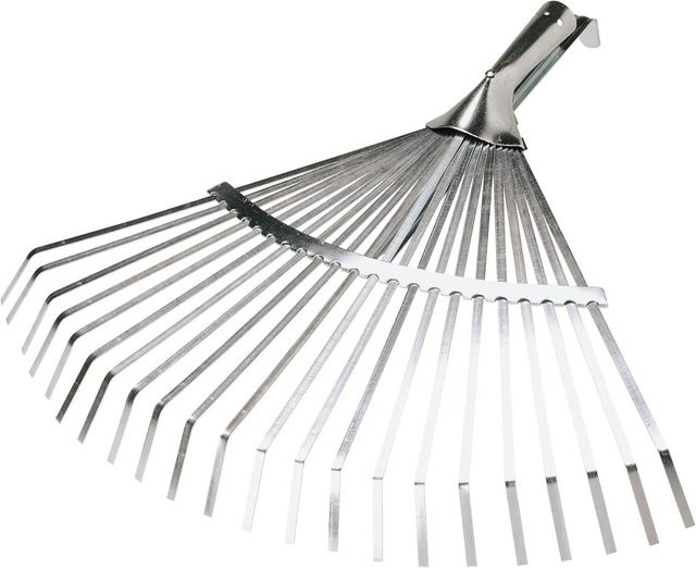LUX-TOOLS Laubbesen mit Federstahlzinken in Silber, Breite: 32,5 cm, Höhe: 54 cm - Bild 1