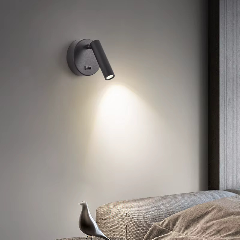 Homocean Moderne LED Wandleuchte aus Metall mit Schalter, Runde Leselampe für Schlafzimmer und Nachttisch, Schwarz oder Weiß, Verstellbar - Bild 2