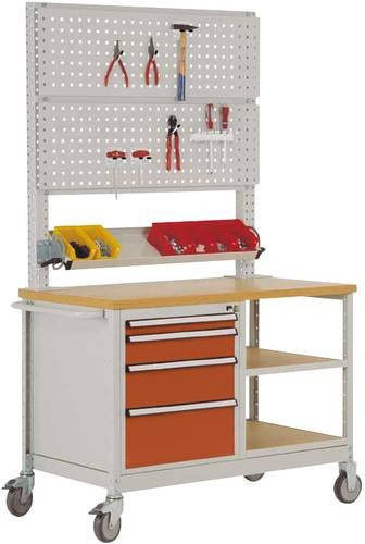 Manuflex MW2033.2001 Werkbank Mobil mit Lochwand in Orange (RAL 2001) - Bild 1