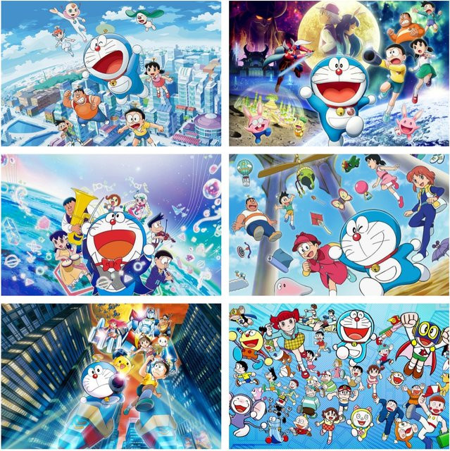 Potdemiel Doraemon Party-Hintergrund Banner für Kindergeburtstage, Blau/Mehrfarbig, B: 90 cm, H: 90 cm - Bild 1