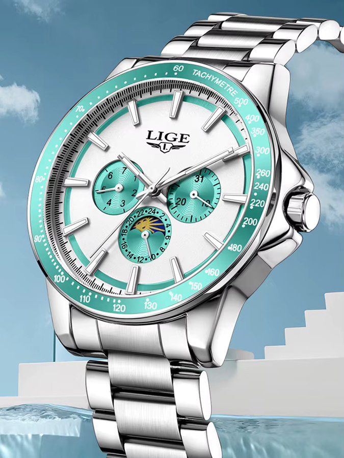 LIGE Armbanduhr Quarz, Edelstahl, Silber, Herren - Bild 7