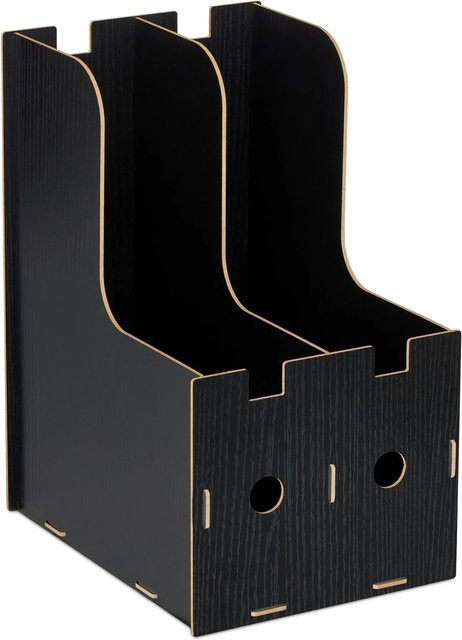Relaxdays Stehsammler aus MDF in Schwarz mit 2 Fächern für DIN A4, B/T/H: 32 x 18,5 x 24 cm - Bild 1