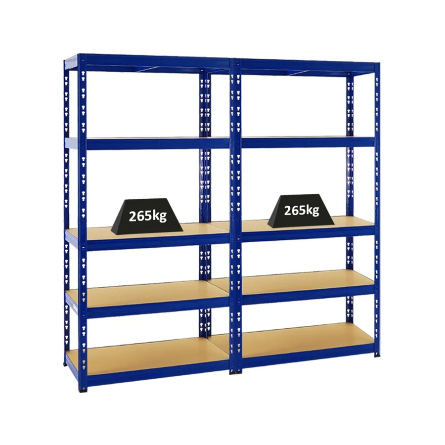 2er Set PROREGAL Tiger Schwerlastregal Blau mit 5 Ebenen und verstellbaren Fachböden, H x B x T: 180 x 90 x 45 cm - Bild 2