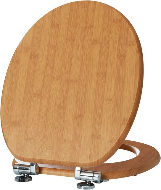 SINOBATH WC-Sitz mit Absenkautomatik aus MDF Holzkern, oval, braun - Bild 1