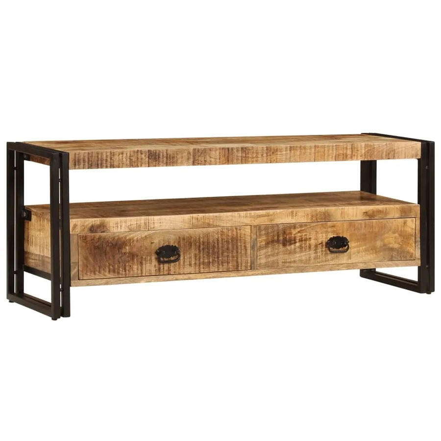 vidaXL TV-Schrank aus Massivholz Mango in Braun und Gold, B/T/H: 120 x 35 x 45 cm - Bild 2