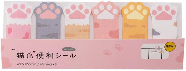 Kawaii Briefpapier Katzenpfote Notizblock mit Lesezeichen und Haftnotizen in Weiß von Love Home Garden - Bild 1