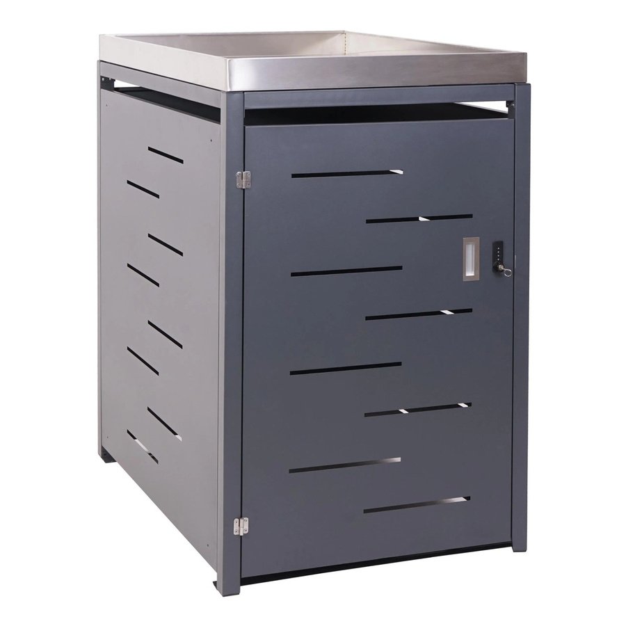 PROREGAL Mülltonnenbox für 80-240 Liter aus verzinktem Stahl in Anthrazit, B/T/H: 125 x 69 x 84 cm - Bild 2