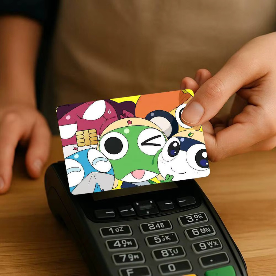4er-Set Cartoon K-Keroro Kreditkarten-Dekorationsaufkleber in Multicolour, kratzfeste Aufkleber für Bankkarten und Metro Transit - Bild 5
