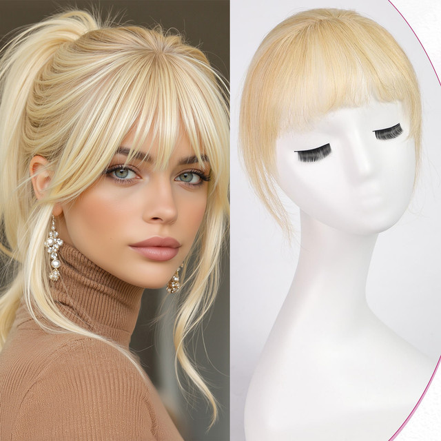 HAIRCUBE Pony-Haarteil, 11,4 cm, blondes Remy-Echthaar, Damen - Bild 1